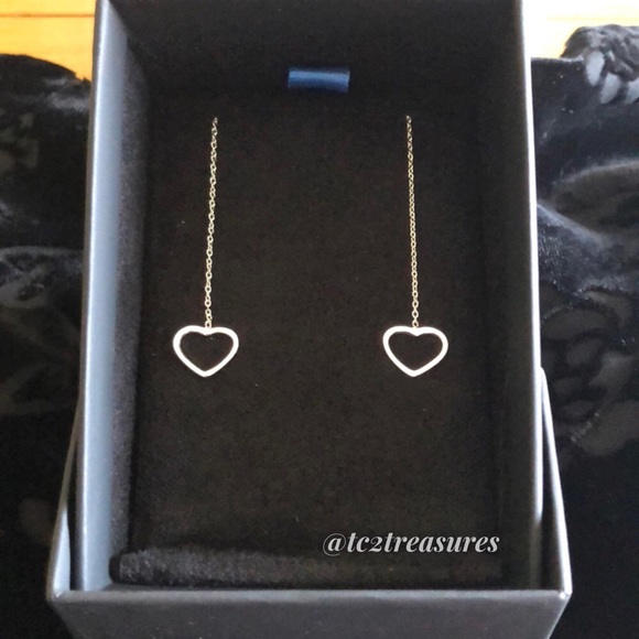 925 Heart Threader Earrings - Picture 2 of 7